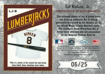 2003 Leaf Limited - Lumberjacks Bat-Jersey #LJ-8 Cal Ripken Jr. Back