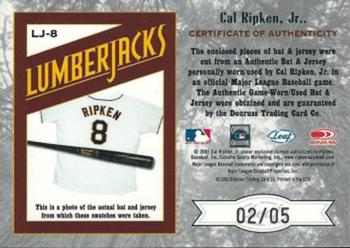 2003 Leaf Limited - Lumberjacks Bat-Jersey Black #LJ-8 Cal Ripken Jr. Back