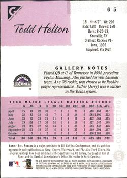 2001 Topps Gallery #65 Todd Helton Back