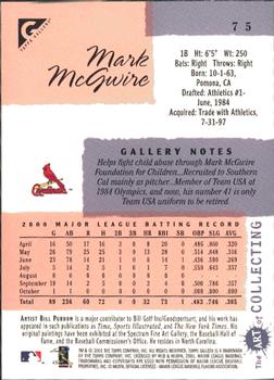 2001 Topps Gallery #75 Mark McGwire Back