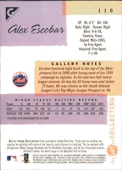 2001 Topps Gallery #110 Alex Escobar Back