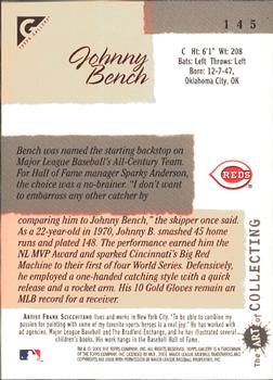 2001 Topps Gallery #145 Johnny Bench Back