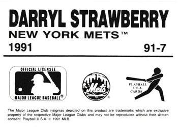 1991 Playball U.S.A. (Unlicensed) #91-7 Darryl Strawberry Back