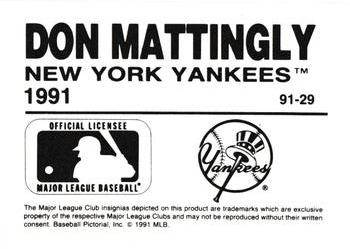 1991 Playball U.S.A. (Unlicensed) #91-29 Don Mattingly Back