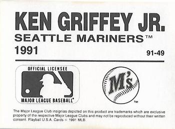 1991 Playball U.S.A. (Unlicensed) #91-49 Ken Griffey Jr. Back