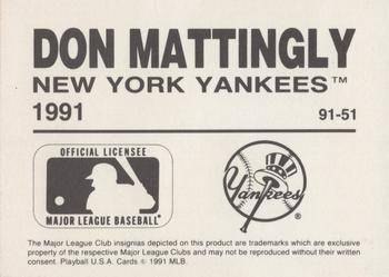 1991 Playball U.S.A. (Unlicensed) #91-51 Don Mattingly Back