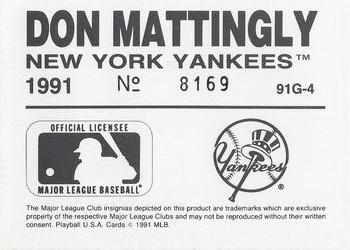 1991 Playball U.S.A. (Unlicensed) - Gold #91G-4 Don Mattingly Back