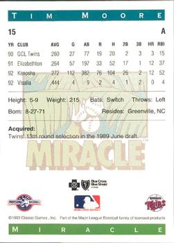 1993 Classic Best Fort Myers Miracle #15 Tim Moore Back