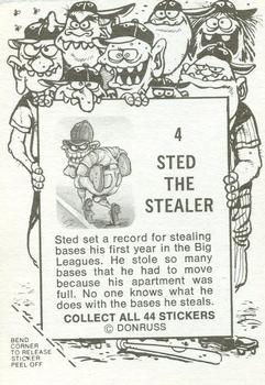 1973 Donruss Baseball Super Freaks #4 Sted the Stealer Back