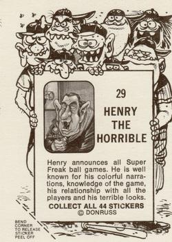 1973 Donruss Baseball Super Freaks #29 Henry the Horrible Back