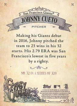 2017 Topps Gypsy Queen - Missing Blackplate #32 Johnny Cueto Back