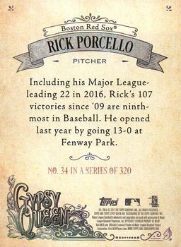 2017 Topps Gypsy Queen - Missing Blackplate #34 Rick Porcello Back