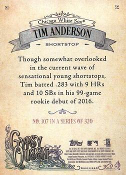 2017 Topps Gypsy Queen - Missing Blackplate #107 Tim Anderson Back