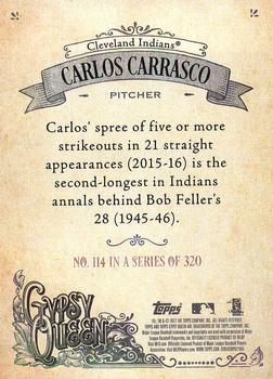 2017 Topps Gypsy Queen - Missing Blackplate #114 Carlos Carrasco Back