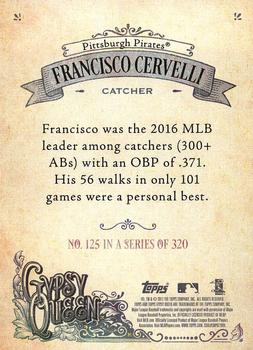 2017 Topps Gypsy Queen - Missing Blackplate #125 Francisco Cervelli Back