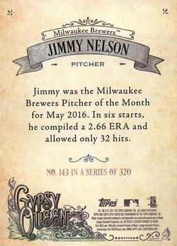 2017 Topps Gypsy Queen - Missing Blackplate #143 Jimmy Nelson Back