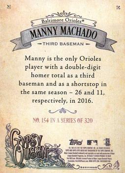 2017 Topps Gypsy Queen - Missing Blackplate #154 Manny Machado Back