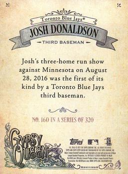 2017 Topps Gypsy Queen - Missing Blackplate #160 Josh Donaldson Back