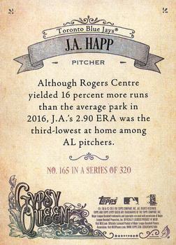 2017 Topps Gypsy Queen - Missing Blackplate #165 J.A. Happ Back