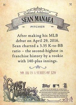 2017 Topps Gypsy Queen - Missing Blackplate #181 Sean Manaea Back