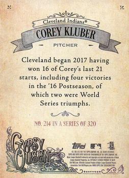 2017 Topps Gypsy Queen - Missing Blackplate #214 Corey Kluber Back