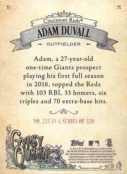 2017 Topps Gypsy Queen - Missing Blackplate #233 Adam Duvall Back