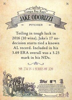 2017 Topps Gypsy Queen - Missing Blackplate #274 Jake Odorizzi Back