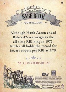 2017 Topps Gypsy Queen - Missing Blackplate #301 Babe Ruth Back