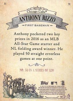 2017 Topps Gypsy Queen - Missing Blackplate #50 Anthony Rizzo Back