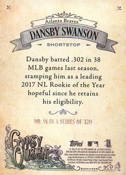 2017 Topps Gypsy Queen - Missing Blackplate #91 Dansby Swanson Back
