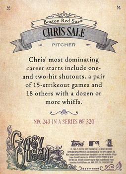 2017 Topps Gypsy Queen - Missing Blackplate #243 Chris Sale Back