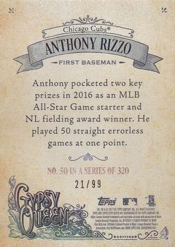 2017 Topps Gypsy Queen - Green #50 Anthony Rizzo Back