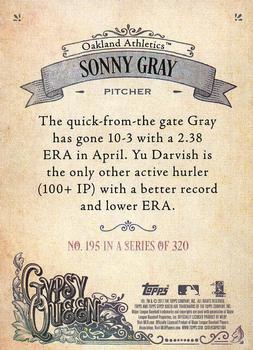 2017 Topps Gypsy Queen - Green #195 Sonny Gray Back