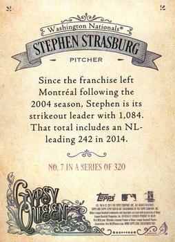2017 Topps Gypsy Queen - Missing Nameplate #7 Stephen Strasburg Back