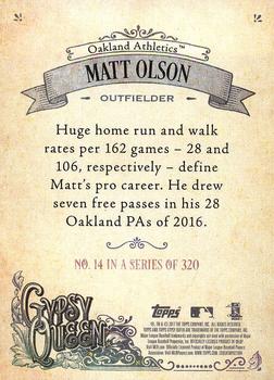 2017 Topps Gypsy Queen - Missing Nameplate #14 Matt Olson Back