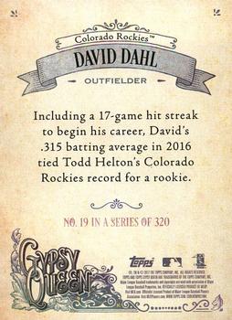 2017 Topps Gypsy Queen - Missing Nameplate #19 David Dahl Back