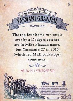 2017 Topps Gypsy Queen - Missing Nameplate #56 Yasmani Grandal Back