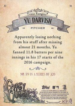 2017 Topps Gypsy Queen - Missing Nameplate #89 Yu Darvish Back