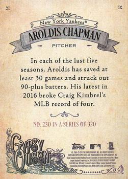 2017 Topps Gypsy Queen - Missing Nameplate #230 Aroldis Chapman Back