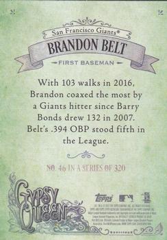 2017 Topps Gypsy Queen - Green Back #46 Brandon Belt Back