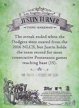 2017 Topps Gypsy Queen - Green Back #90 Justin Turner Back