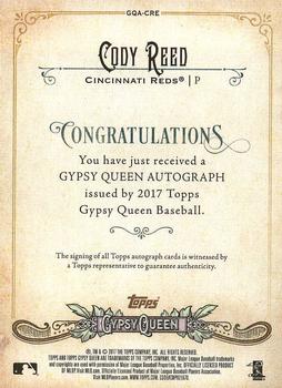 2017 Topps Gypsy Queen - Gypsy Queen Autographs #GQA-CRE Cody Reed Back