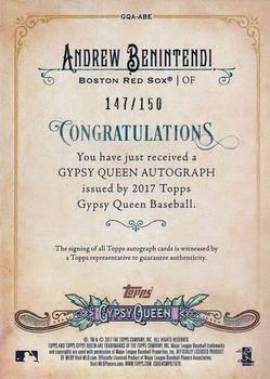 2017 Topps Gypsy Queen - Gypsy Queen Autographs Purple #GQA-ABE Andrew Benintendi Back