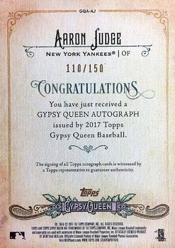 2017 Topps Gypsy Queen - Gypsy Queen Autographs Purple #GQA-AJ Aaron Judge Back