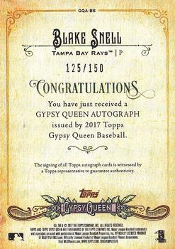 2017 Topps Gypsy Queen - Gypsy Queen Autographs Purple #GQA-BS Blake Snell Back