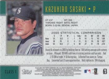 2001 Topps Gold Label #63 Kazuhiro Sasaki Back