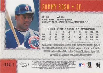 2001 Topps Gold Label #96 Sammy Sosa Back