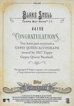 2017 Topps Gypsy Queen - Gypsy Queen Autographs Black and White #GQA-BS Blake Snell Back