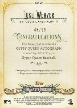 2017 Topps Gypsy Queen - Gypsy Queen Autographs Black and White #GQA-LW Luke Weaver Back