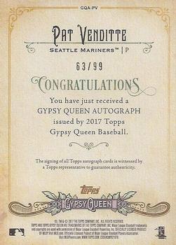 2017 Topps Gypsy Queen - Gypsy Queen Autographs Black and White #GQA-PV Pat Venditte Back